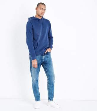 New Look Bright Blue Distressed Tapered Jeans