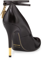 Thumbnail for your product : Tom Ford Padlock Ankle-Wrap Leather Pump, Black
