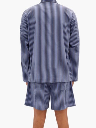 Tekla Striped Organic Cotton-poplin Pyjama Top - Navy/black