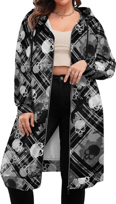Black/White Houndstooth Check Jacquard Teddy Borg Quarter Zip Fleece Sweatshirt
