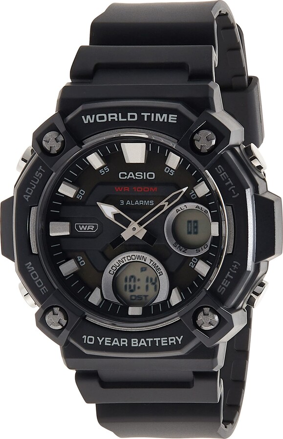 Casio 10 Year Battery World Time Countdown Timer Analog-Digital Watch  (Model: AEQ-120W-1AV) - ShopStyle