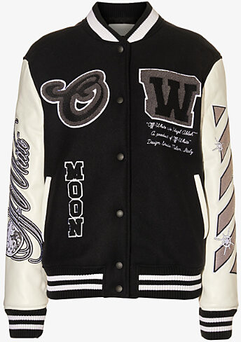 Women's Off-White Virgil Abloh Varsity Jacket with Yellow Striped