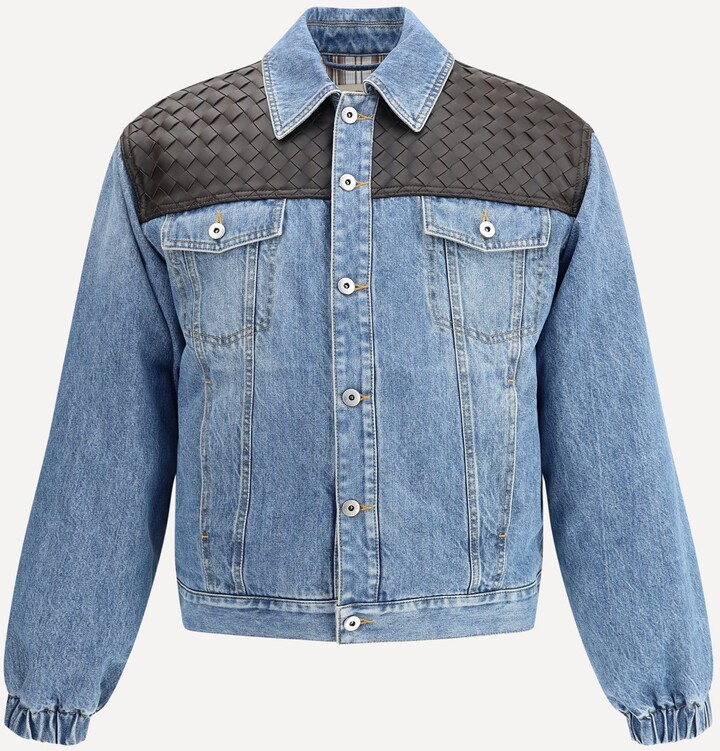 Bottega Veneta Denim Jacket with Leather collar