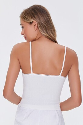 Forever 21 Women's Ribbed Picot-Trim Cami in Ivory Medium
