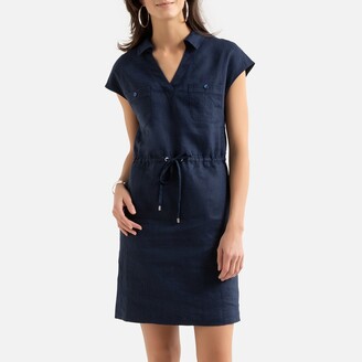 navy linen dress uk