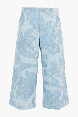 Acne Studios Cropped Embroidered Mid-rise Wide-leg Jeans