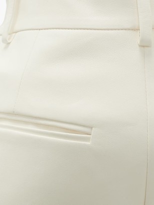 Valentino High-rise Leather Shorts - Ivory