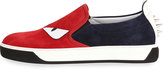 Thumbnail for your product : Fendi Monster Suede Slip-On Sneaker, Red