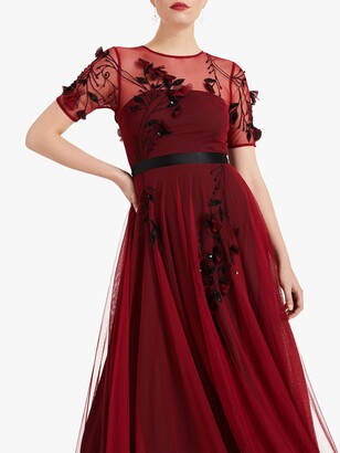Phase Eight Collection 8 Anna Embroidered Maxi Dress, Brick Red/Black