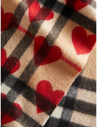 Burberry The Mini Classic Check Cashmere Scarf with Hearts