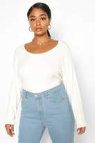 Thumbnail for your product : boohoo Plus Crew Neck Knitted Long Sleeve Jumper