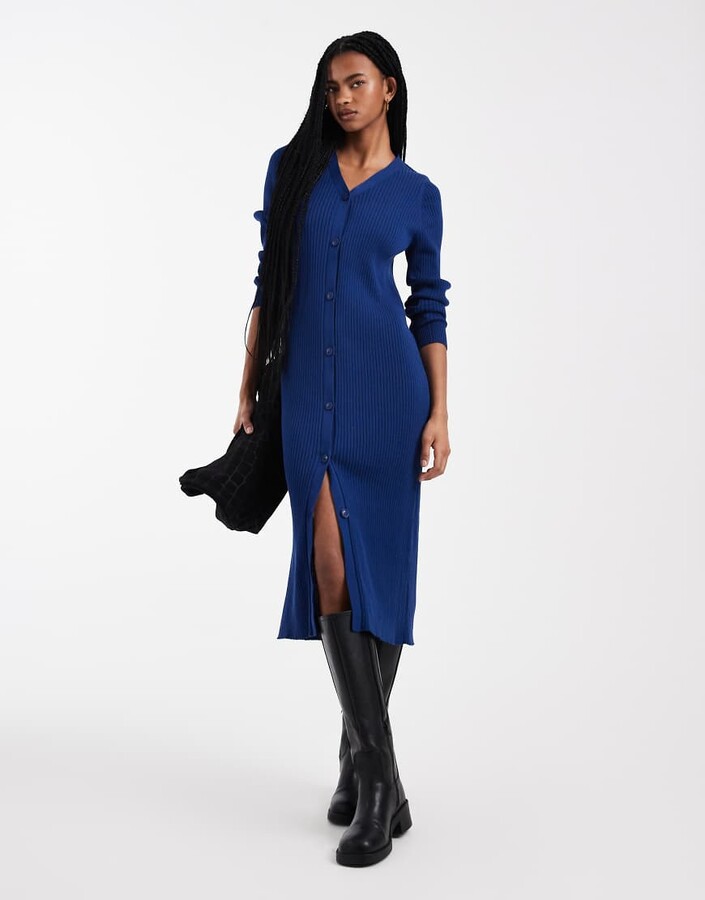 Threadbare button down knit dress in navy