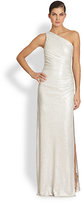 Thumbnail for your product : Laundry by Shelli Segal One-Shoulder Embossed Metallic Gown