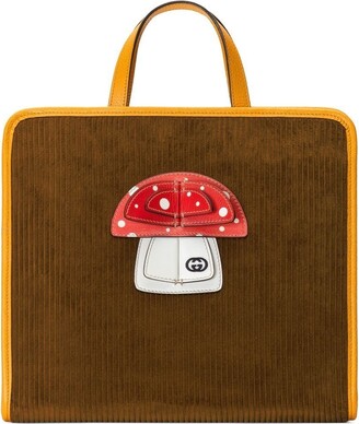 Gucci Children Brown Mushroom Corduroy Tote Bag - Kids - Leather/Fabric