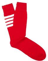 Thumbnail for your product : Thom Browne Striped Cotton Socks - Mens - Red
