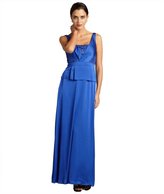 Thumbnail for your product : Aidan Mattox royal blue shimmer sequin embellished peplum evening gown