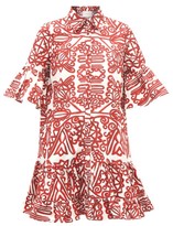 Thumbnail for your product : La DoubleJ Choux Ruffled Parnaveg-print Mini Shirt Dress - Red Multi