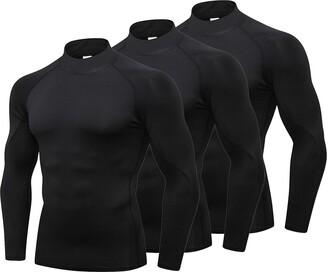 LANBAOSI 3 Pack/2Pack Mens Mock Turtleneck Compression Shirts Long Sleeve  Sun Protection Shirts Cooling Workout Gym Tops Undershirt - ShopStyle  T-shirts