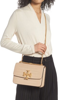 Tory Burch Eleanor Croc Embossed Leather Convertible Shoulder Bag -  ShopStyle