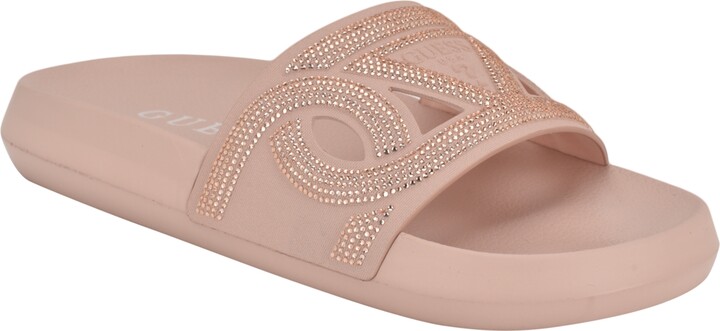 Guess Women's Payca Rhinestone Eva Pool Slide Sandals