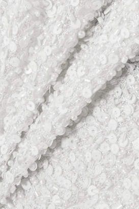 Balmain Open-back Embellished Chiffon Gown - White