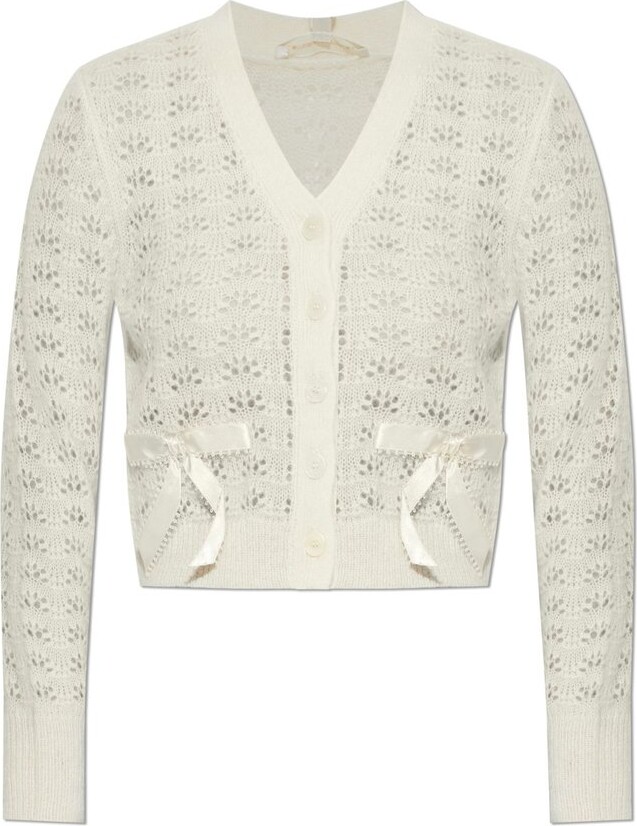 LoveShackFancy Lilly Cropped Knit Cardigan