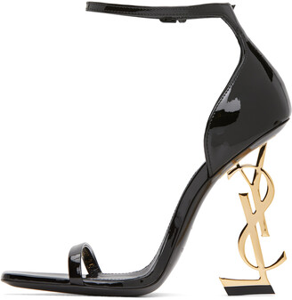 Saint Laurent Black & Gold Patent Opyum 110 Heels