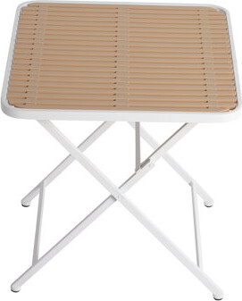 Latitude Run Folding Square Table With Polypropylene Tabletop And Metal Legs All - Weather Use Ideal For Patios Kitchens White Non Slip Long Lasting Multi Func