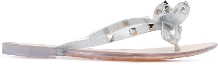 silver valentino flip flops