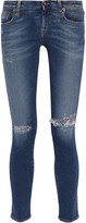 Thumbnail for your product : R 13 Kate Distressed Low-rise Skinny Jeans