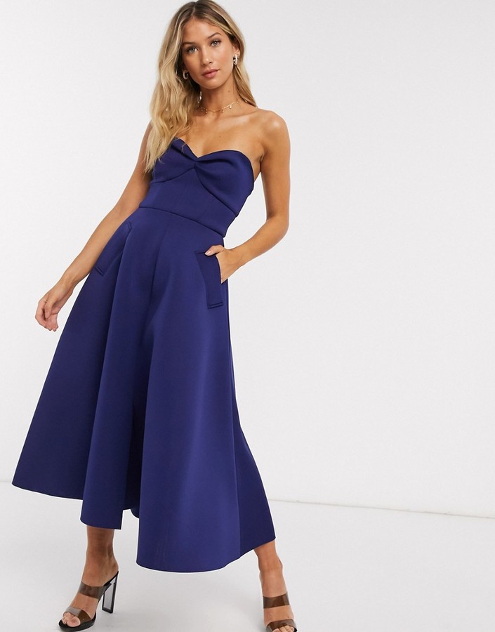 navy midi prom dress