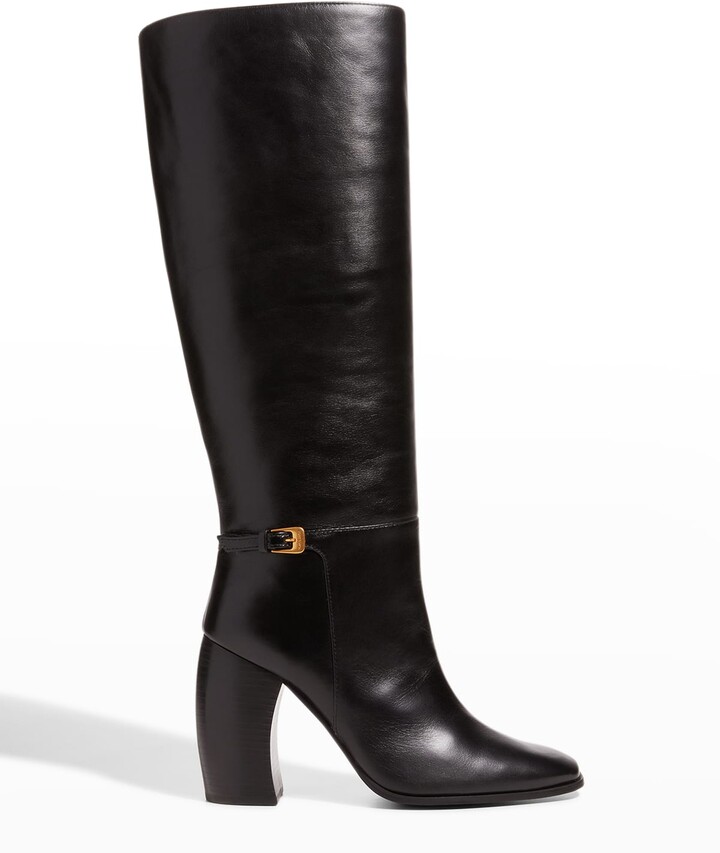 Tory Burch Runway Leather Buckle Tall Boots - ShopStyle