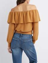 Thumbnail for your product : Charlotte Russe Ruffle-Trim Off-The-Shoulder Skimmer Top