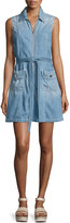 Thumbnail for your product : 7 For All Mankind Belted Zip-Front Denim Dress, Indigo