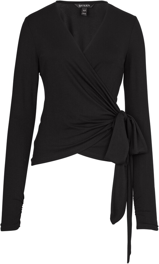 black ballet wrap sweater