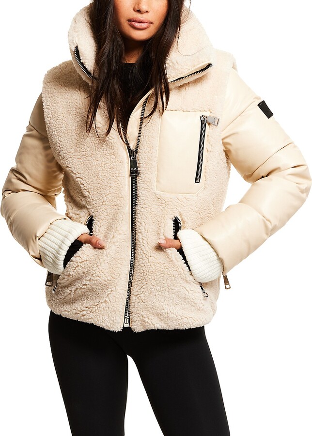 SAM. Wylie Vegan Leather & Sherpa Puffer Jacket - ShopStyle
