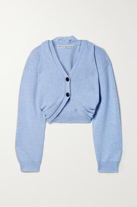 Alexander Wang - Cropped Layered Knitted Cardigan - Blue