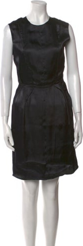 Lanvin Crew Neck Mini Dress Lanvin A-Line Dress Black Sleeveless with Crew Neck Designer