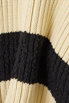 Thumbnail for your product : MONCLER GENIUS Belted Striped Ribbed Cotton-blend Poncho - Ivory