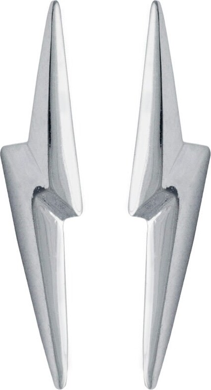Edge Only 3D Pointed Lightning Bolt Earrings Silver - ShopStyle