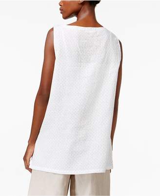 Eileen Fisher Cotton Printed Boat-Neck Tunic
