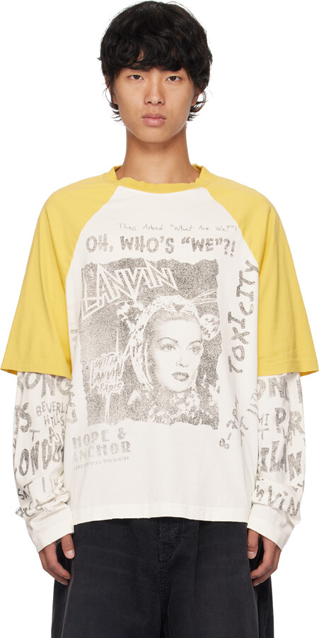 Lanvin White \u0026 Yellow Future Edition Print Long Sleeve T-Shirt - ShopStyle