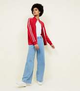 Thumbnail for your product : New Look Red Contrast Stripe Sleeve Zip Front Sweatshirt