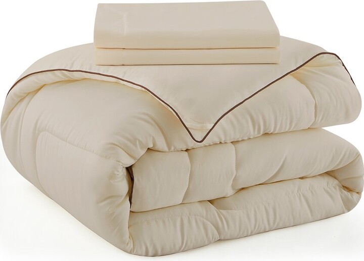 UNIKOME All-Seasons Silky Down Alternative Comforter Set with Sateen Wrapping