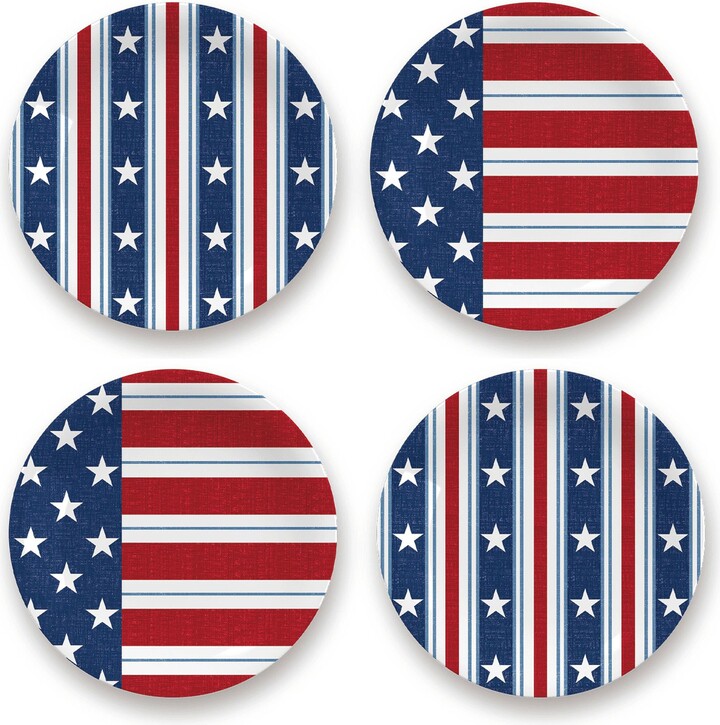 TarHong Stars & Stripes Set of 4 Salad Plates