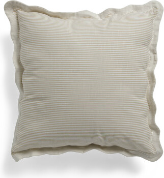 20x20 Sarah Striped Pillow With Scalloped Edging | Polyester/Cotton