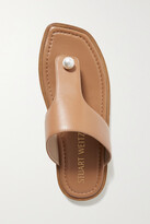Thumbnail for your product : Stuart Weitzman Goldie Faux Pearl-embellished Leather Sandals - Brown