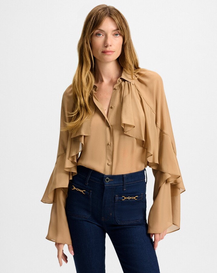 Demaris Ruffled Button-Down Blouse