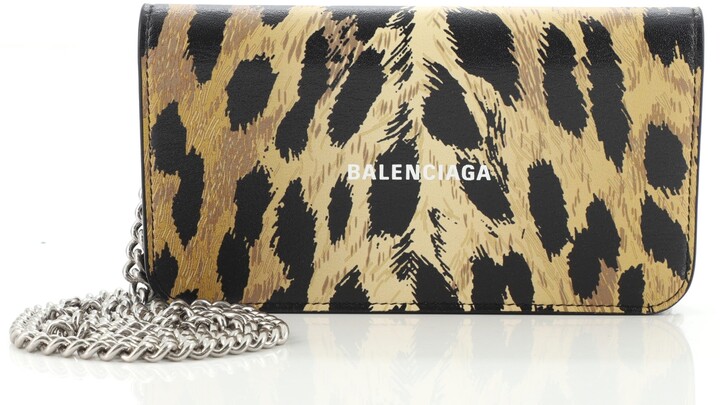 Balenciaga Cash Continental Wallet on Chain Printed Leather