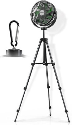 CG INTERNATIONAL TRADING 10000 Mah Pedestal Fan With 8.5'' Frame, 4 Speeds Air Circulator Fan, Portable Desk Fan With Adjustable Height, Max 38 H, Rechargeable Standing Fan, I